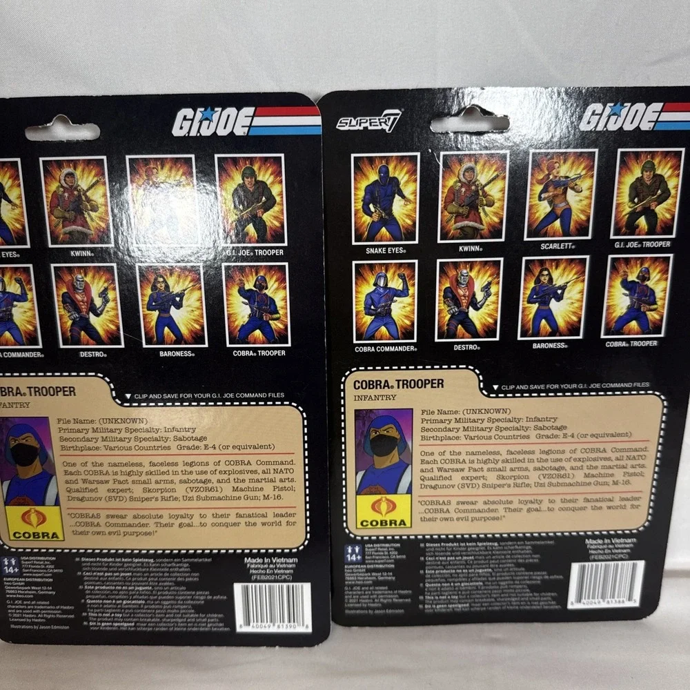 2 Pack! Super7 G.I. Joe Cobra Trooper Infantry 3.75